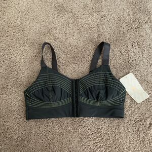 FABLETICS Ines Gray Green Sports Bra Low Impact Front Closure Size Medium NWT
